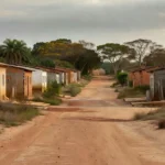 Bairro residencial no Noroeste com casas modestas em risco de despejo