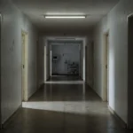 Corredor vazio de hospital simbolizando diagnóstico de doença de Creutzfeldt-Jakob