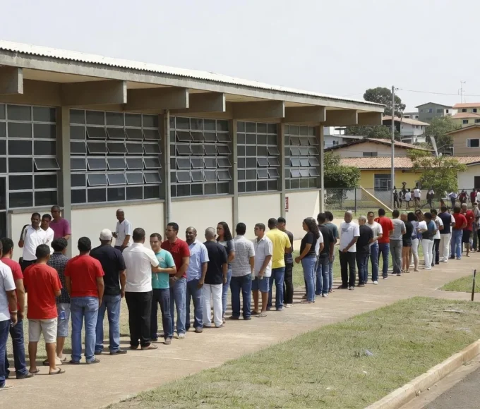 Fila de eleitores na Escola Classe 02 do Itapoã em Brasília